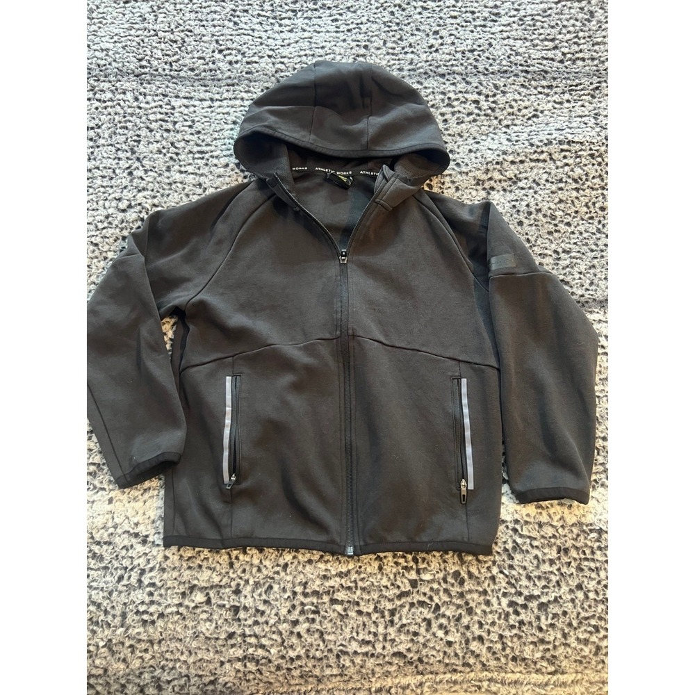 Men's‎ Black Athletic Works Hooded Sweatshirt Size L Husky